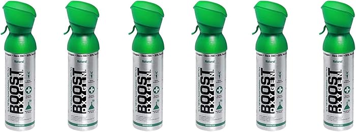 95% Pure Pocket Sized Oxygen Supplement, Portable Canister of Clean Oxygen, Increases Endurance, Recovery, Mental Acuity and Performance (5 Liter Canisters, Natural, 6-Pack)