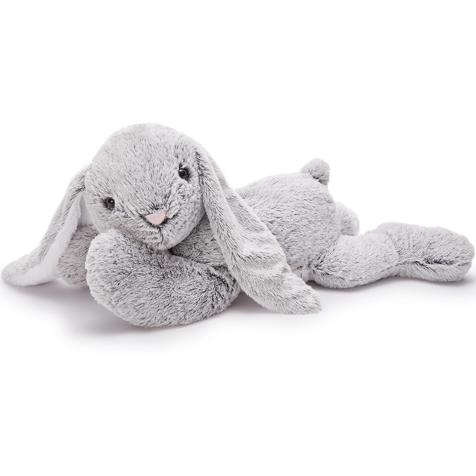 MorisMos 80cm lang riesen Hase Kuscheltier XXL, groß grau Osternhase Stofftier Plüschtier Hase, weich Kaninchen Plüschhase Puppe, kuschelhase Geburtstag Weihnachten Geschenk Kinder Baby Osterndeko