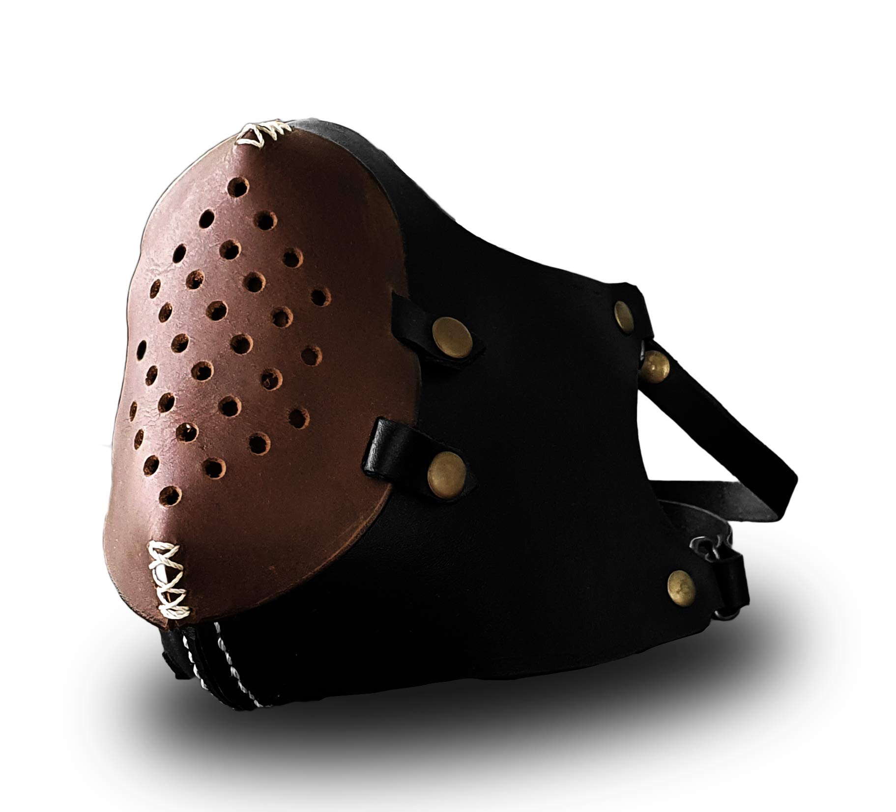 Men's Unisex Genuine Bane Style Black Brown Leather Handmade Steam Punk Sheep Leather Motorbike Protection Face Mask