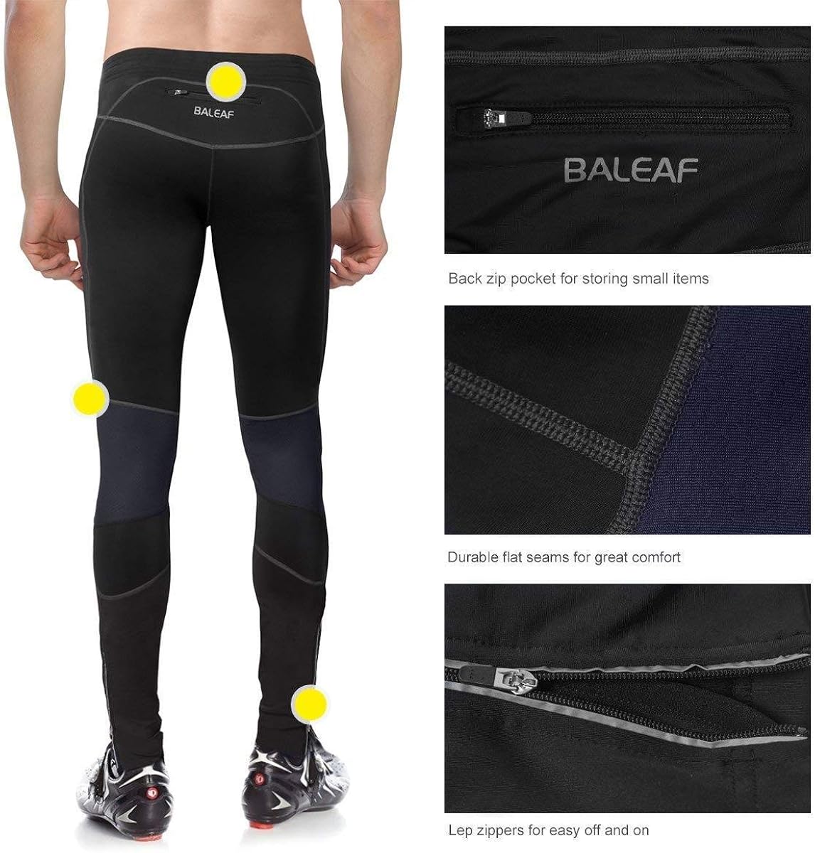 BALEAF Men's Thermal Running Cycling Tights Athletic Outdoor Compression Pants for Bike : Clothing