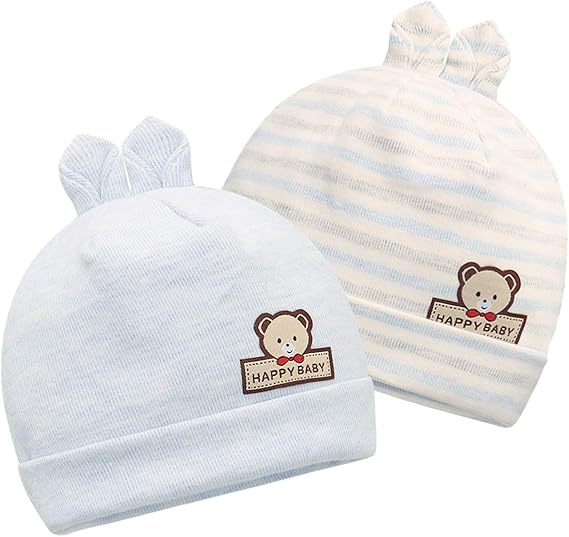 Amazon 新生児 帽子 ベビー ハット 赤ちゃん 帽子 2点セット 0 6ヶ月 100 オーガニックコットン 柔らかい 被り心地良く かわいい耳 うさぎ くま 出産準備 出産祝い ギフト 冬 秋 春 帽子 キャップ ハット ベビー マタニティ 通販