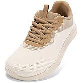 STQ Wide Toe Box Shoes Women Orthopedic Sneakers Extra Wide Width for Plantar Fasciitis Bunions Walking Tennis Running Gym Shoes Arch Support Lace Up Beige Brown