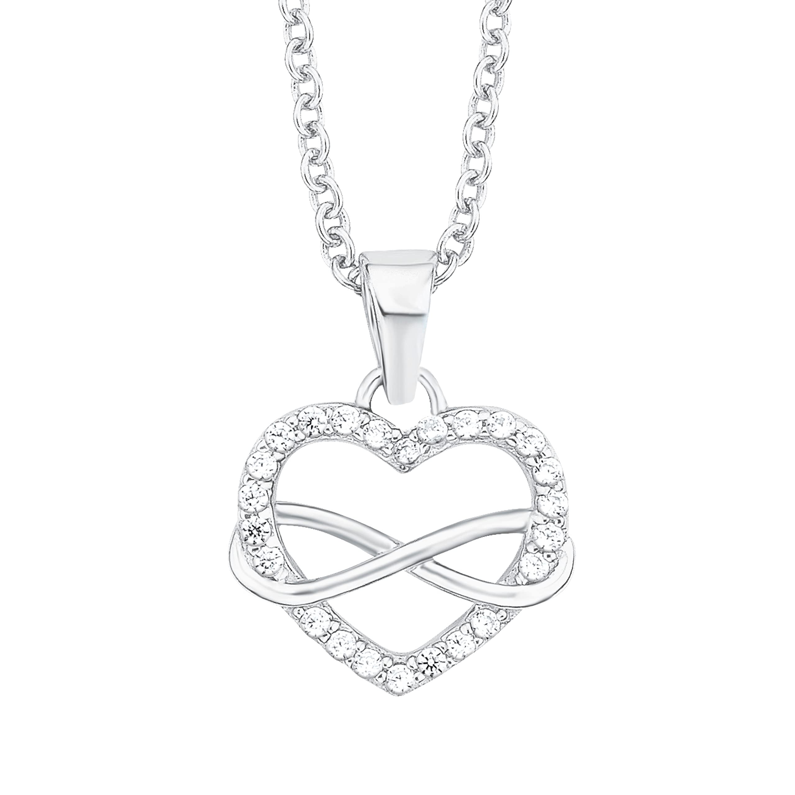 s.Oliver Chain with pendant Women Sets, with Zirconia synth., 42+3 cm, Silver, Heart, Comes in jewelry gift box, 2025989