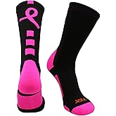 TCK Baseline Breast Cancer Awareness Crew Socks for Football Volleyball Basketball Boys Girls Men and Women Youth and Adult