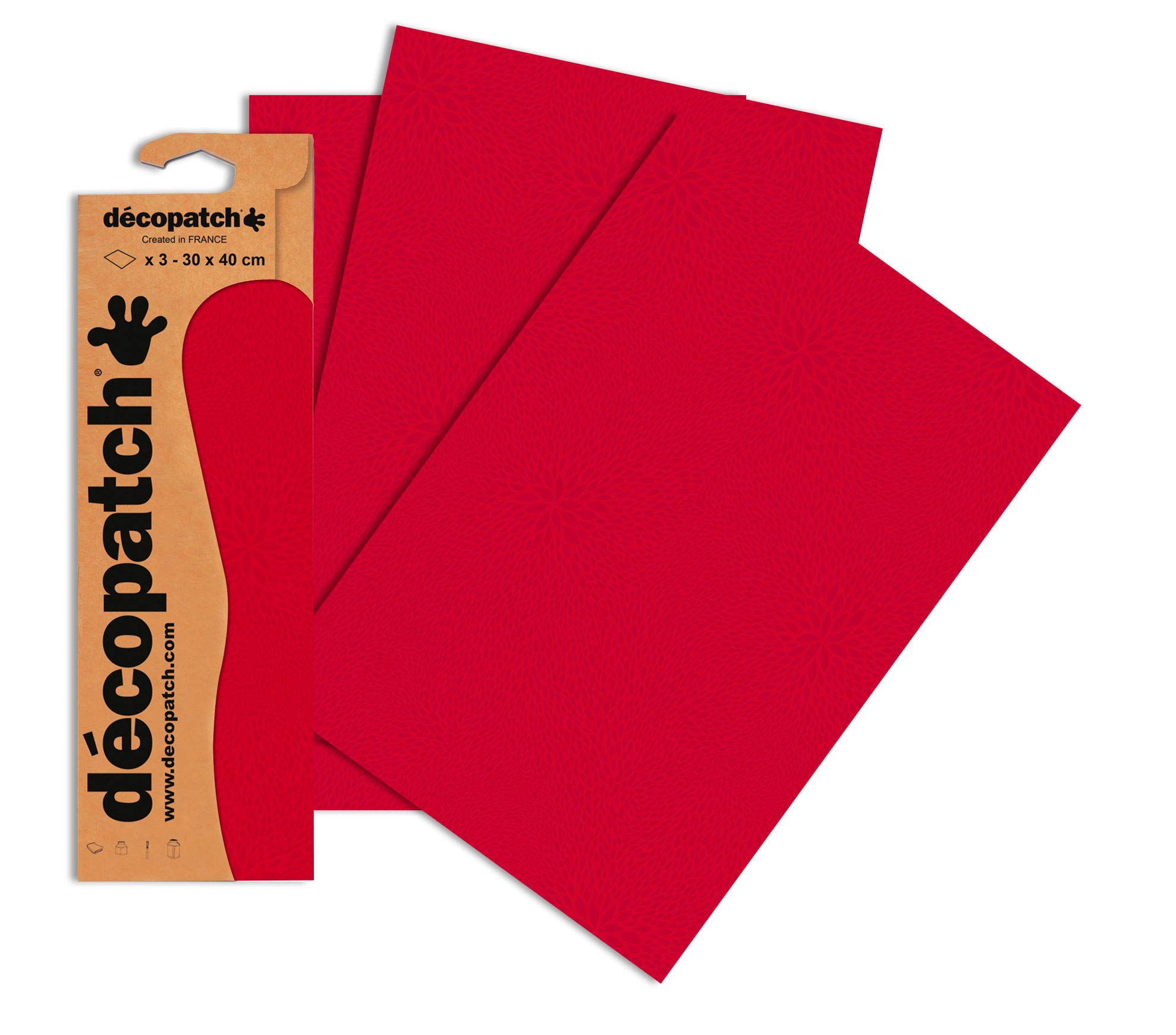 Décopatch Red Burst Paper, 30x40cm (Pack of 3 sheets)