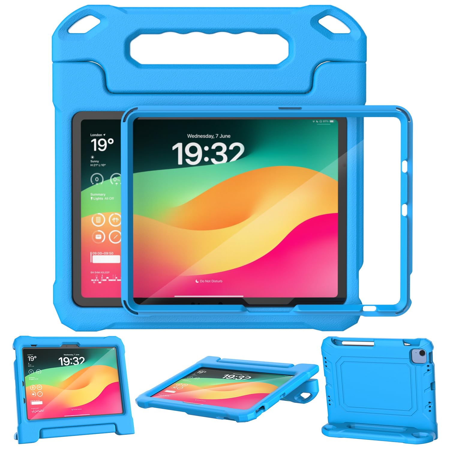Photo 1 of SUPLIK Kids Case for iPad 11th Generation (A16 11-inch,2025) / 10th Generation (10.9-inch 2022), Built with Screen Protector and Pencil Holder, Durable Shockproof Handle Stand Cover, Blue