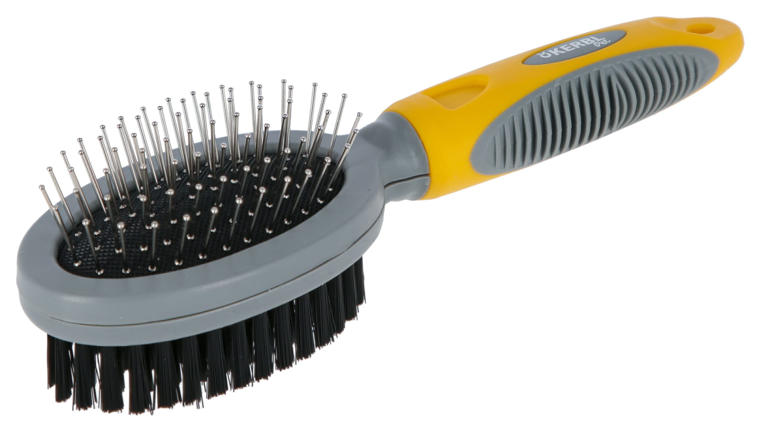 Kerbl Pet Double Brush with Protective Caps and Bristles Oval 20.5cm