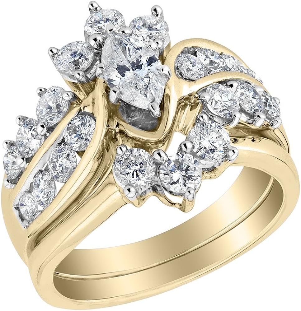 3 50 Carat Marquise Engagement Ring Wedding Set Curved Wedding Etsy