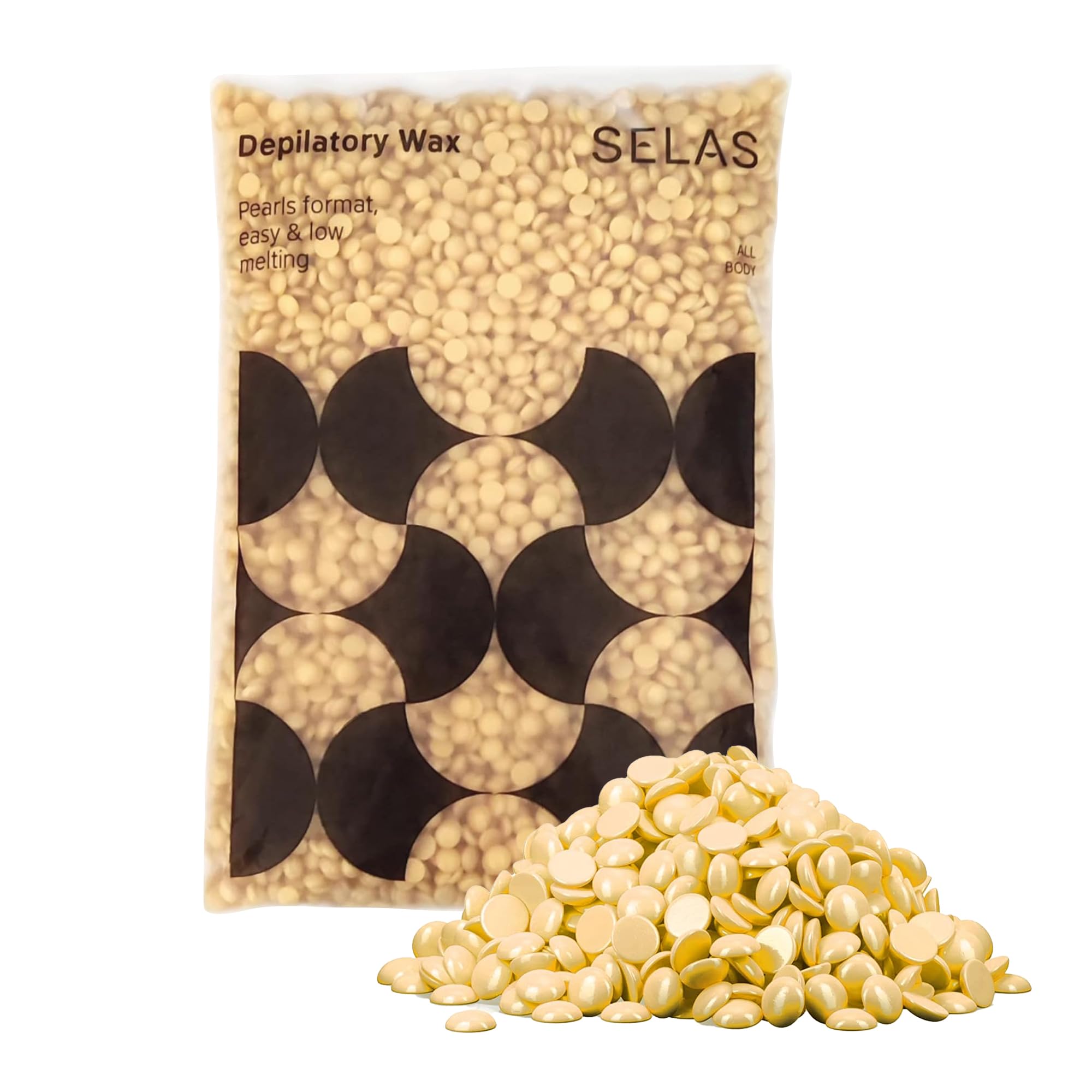 SELAS Gold Wax Beads 800g – Warm Wax Beads for Hair Removal | Depilatory Wax & Wax Hair Removal Beads for Face, Body & Sensitive Skin | For Waxing, Wax Warmers & Waxing Devices