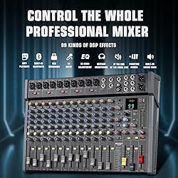 JXSOU Audio Mixer, 18-Channel DJ Mixer Bluetooth
