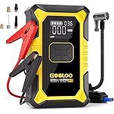 GOOLOO A3 Jump Starter with Air Compressor, 3000A Portable Car Battery Jumper Starter (9.0 Gas/6.5L Diesel) with 150PSI Auto-Shutoff Tire Inflator, 12V Supersafe Lithium Jump Box Car Booster, Yellow