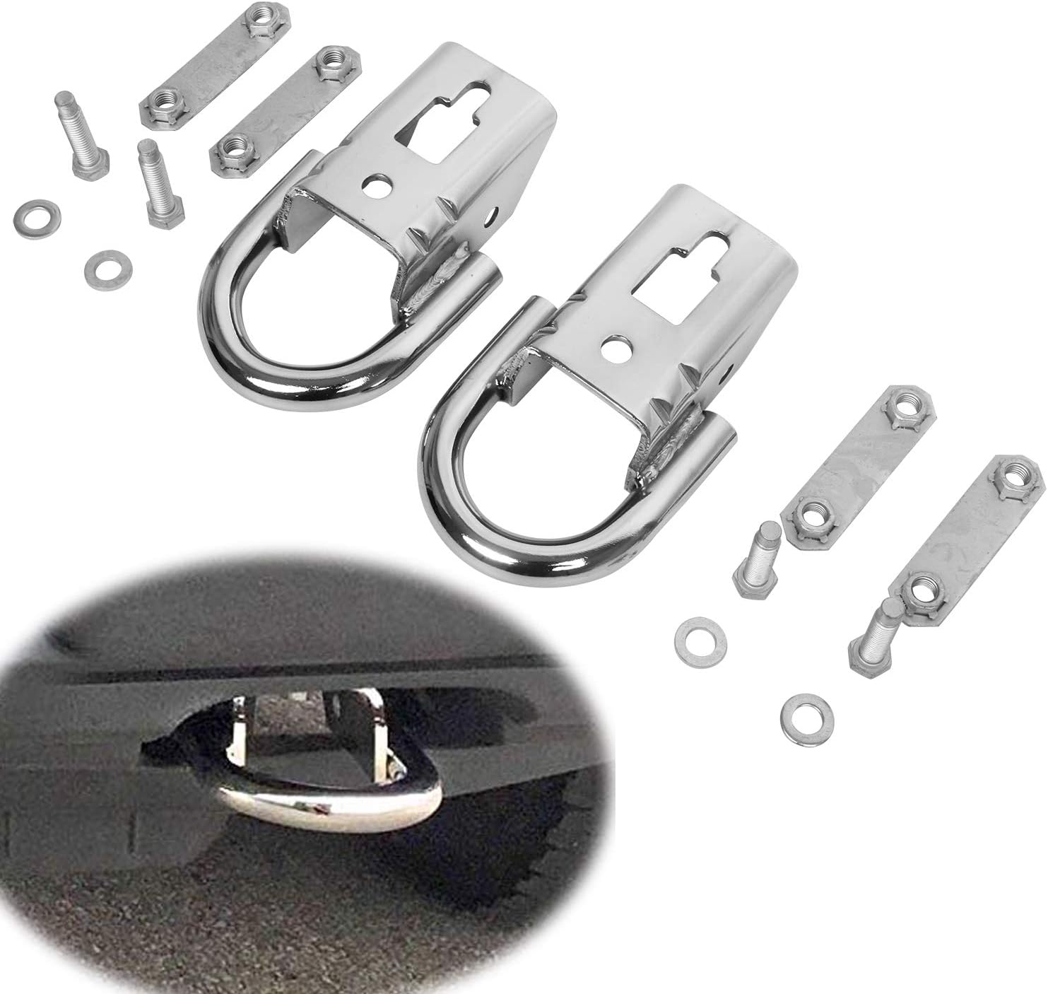 CNSY 2PCS Chrome Tow Hooks Fit for 2009-2019 Ford F150 Trucks Genuine RHA Pair with Mounting Hardware