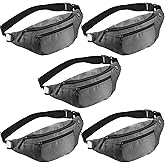 5PCS Crossbody Fanny Pack Large Capacity Waist Bag with 4-Zipper Pockets Adjustable Strap Fanny Packs Waterproof Oxford Cloth Travel Belt Bag for Outdoor Shopping Travel Men Women,Gray