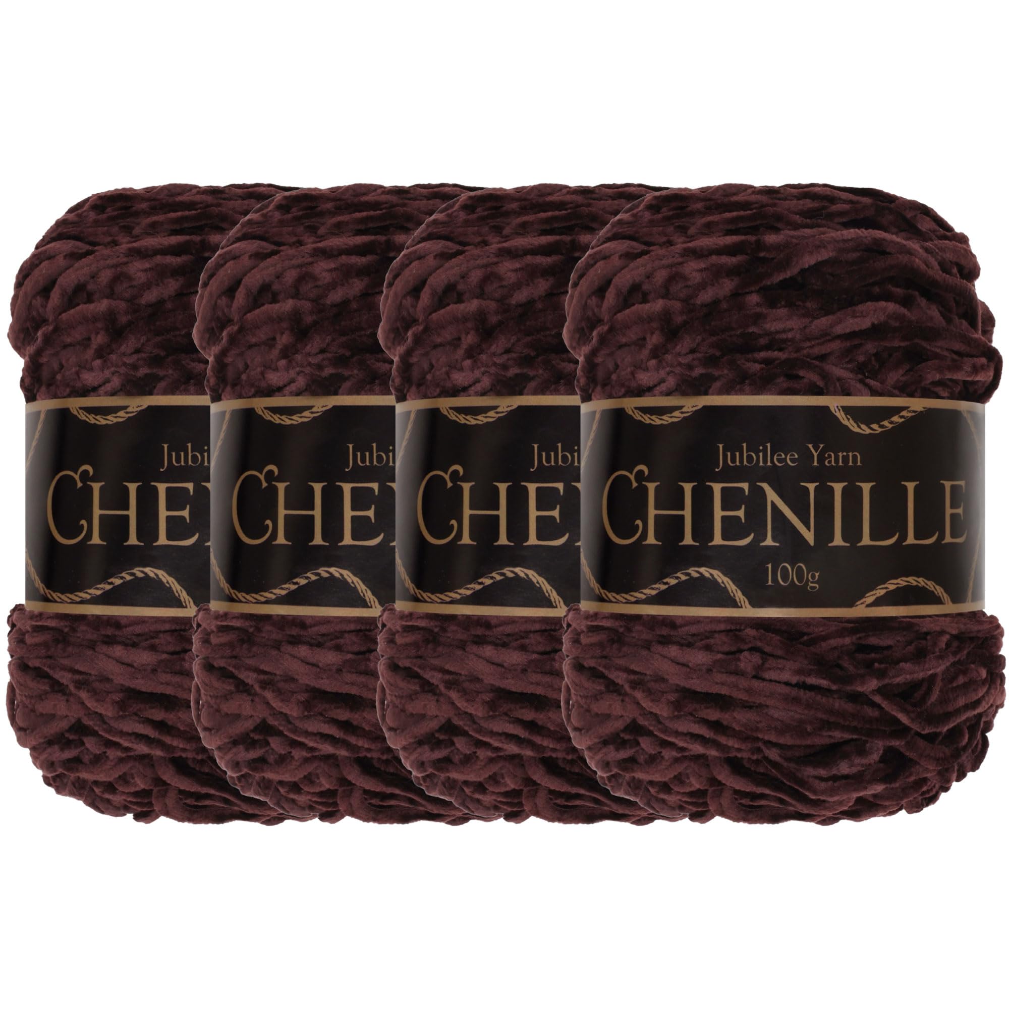 JubileeYarn Chenille Yarn - Worsted Weight - 100g/cake - Molasses - 4 Cakes