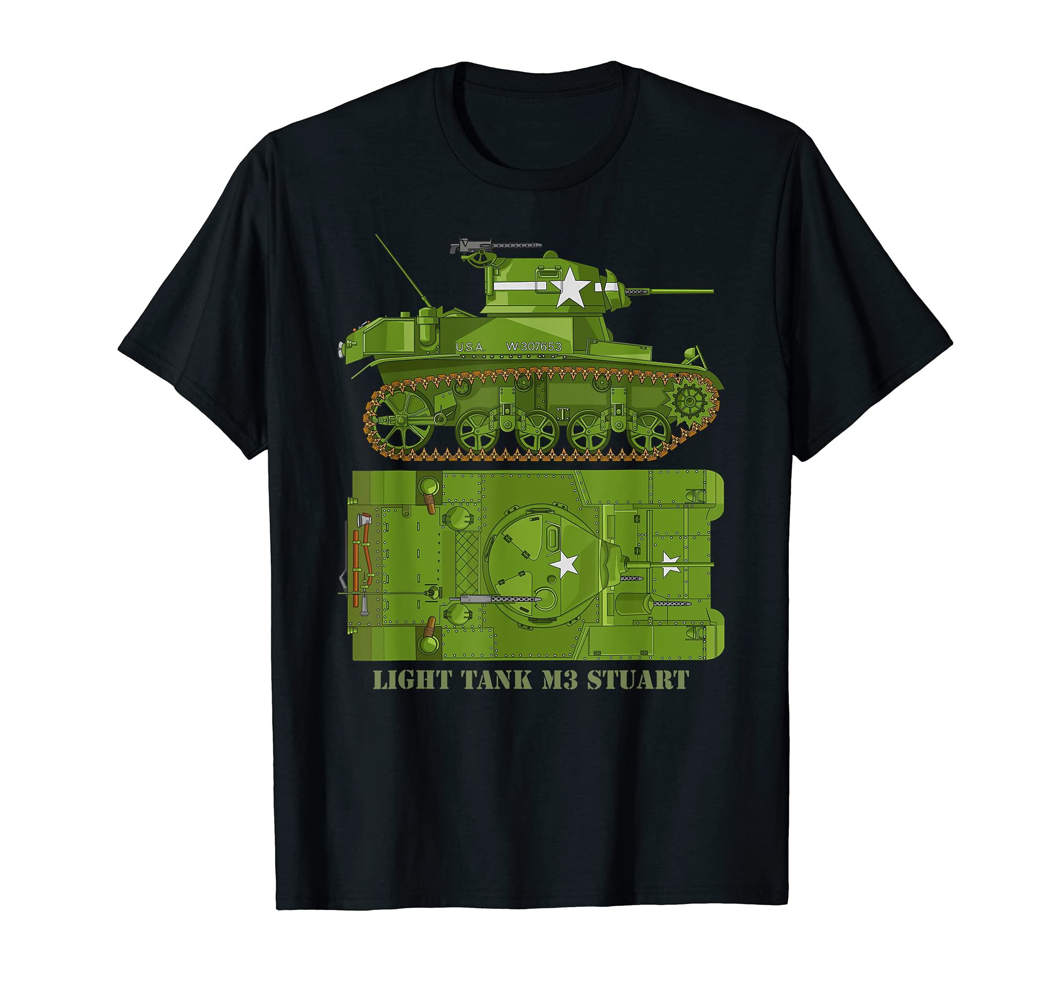 Light Tank M3 Stuart American Tanks Diagram of World War II T-Shirt