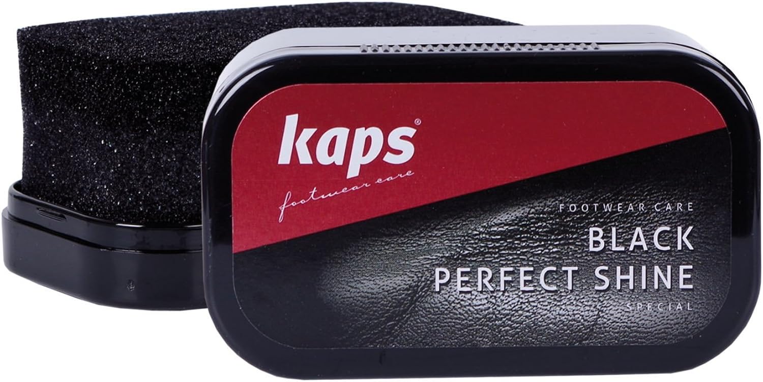 Shoe Polish Sponge Gives Instant Gloss, For Leather Shoes Boots Bags, Kaps Perfect Shine (Black): Shoes
