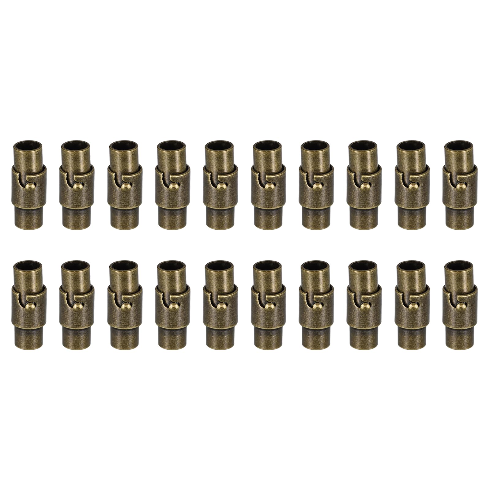 uxcell Leather Cord End Clasp, 20Pcs 4mm Hole Leather Clasps, Cord End Caps Closures Leather Cord Buckle for Jewelry Making DIY Supplies Crafts, Bronze