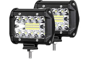 4WDKING 4 Inch LED Pods, 2PCS 120W Triple Row Flood Spot Combo Offroad Driving Fog Ditch Work Light Bar Compatible for Jeep Pickup Truck Trailer ATV UTV SUV