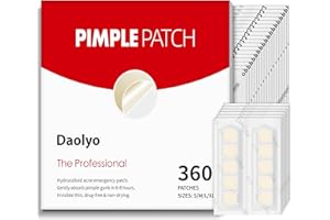 Daolyo Pimple Patches for Face, 4 Size 360 Counts Hydrocolloid Acne Patches for Covering Zits and Blemishes, Spot Stickers with Salicylic Acid, Tea Tree Oil & Calendula Oil, Mini Package