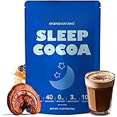 Mushroom Hot Cocoa for Sleep, 40 Servings, Mushroom Hot Chocolate Powder, 14 Mushroom Blend with Magnesium Glycinate, Melatonin, L-Theanine, GABA | Relaxation Calm Aid | Vegan, Keto-Friendly, Gluten-Free