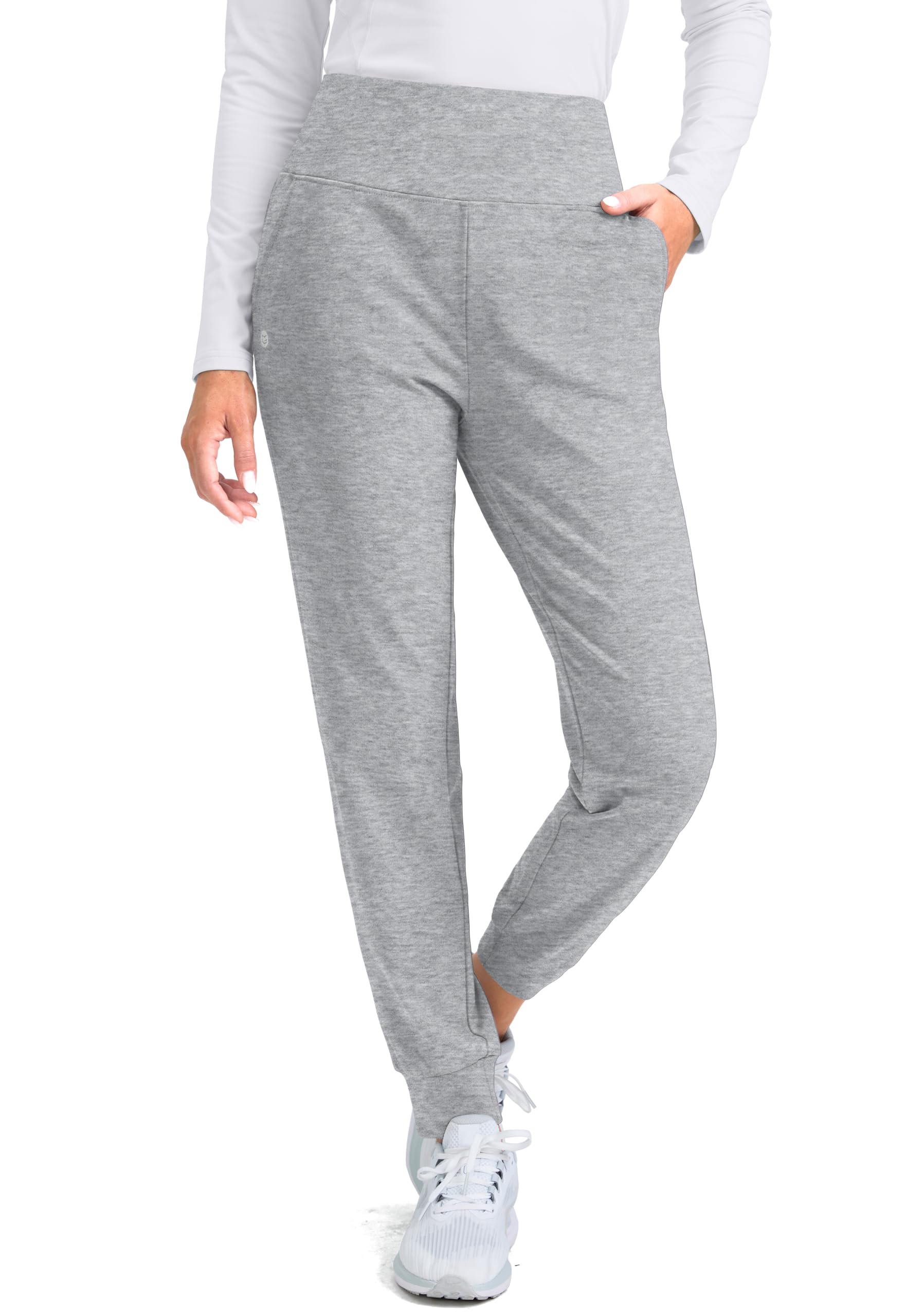 G Gradual Women's Fleece Lined Joggers High Waisted Water Resistant Thermal Hiking Pants Cold Weather Sweatpants with Pockets(Medium Grey Heather,L) Image