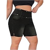 Verdusa Women's Plus Size Casual Jean Shorts High Waisted Stretchy Denim Bottoms Jorts Baagy with Pockets