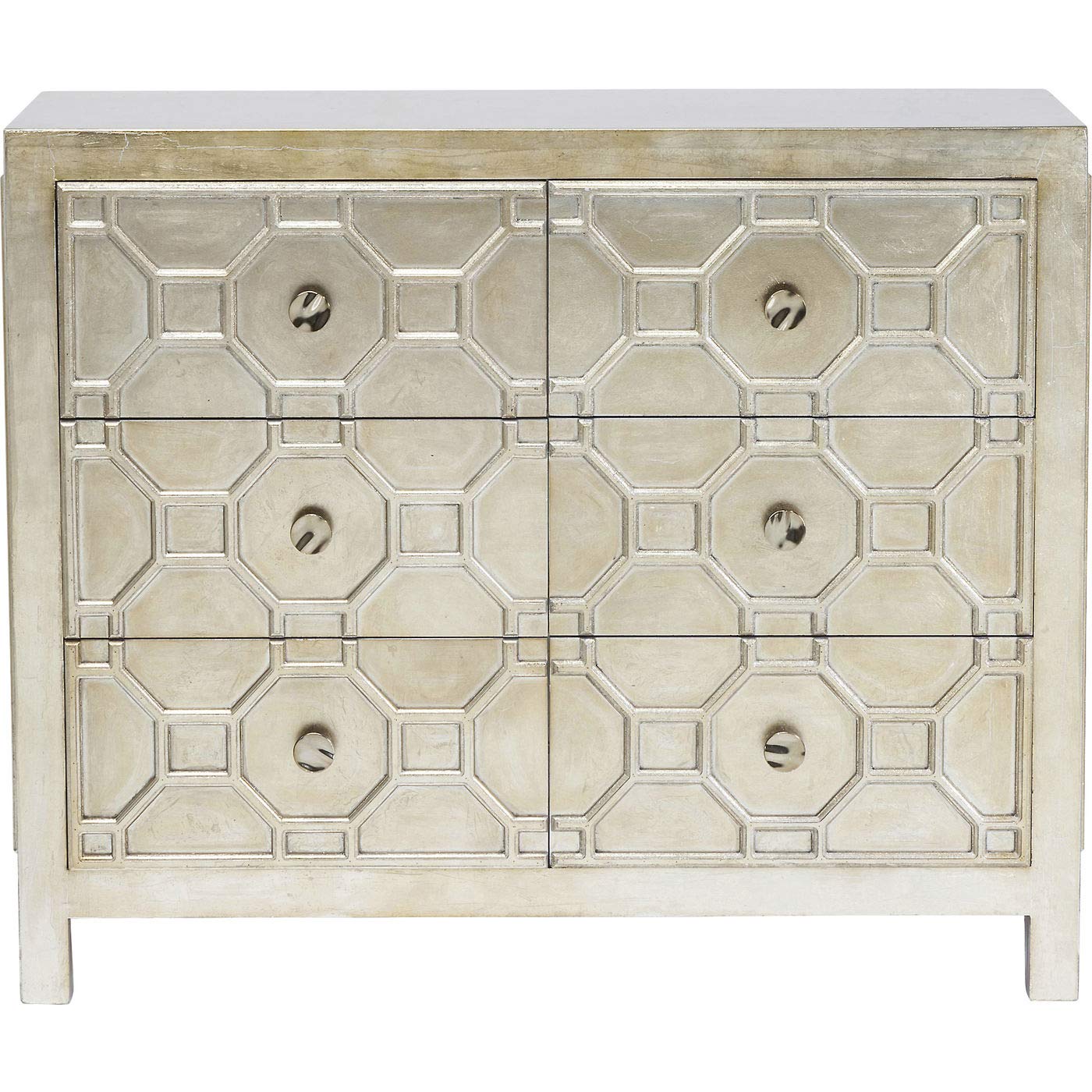 KARE Design Cómoda Alhambra, Plata, 6 Cajones, Estilo Romántico Moderno, Estilo Shabby, Estilo ETNO, Salón, Recibidor, Dormitorio, Habitación Infantil, 88x108x38cm (A/A/A)