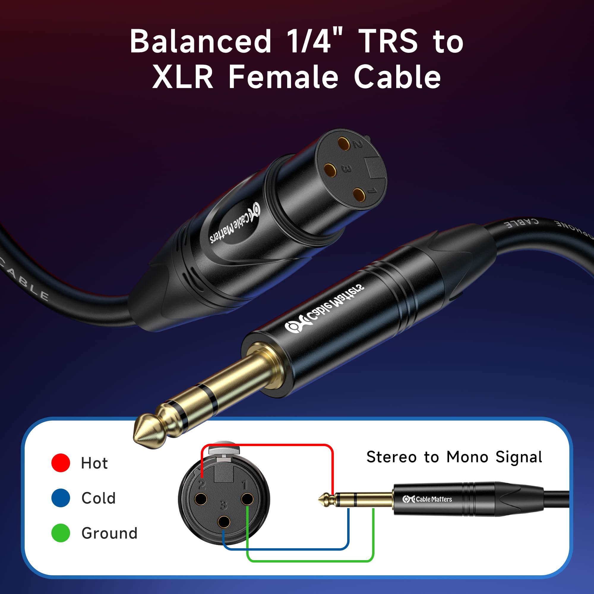 Cable Matters 6.35mm (1/4 Inch) TRS to XLR Cable - 6ft, Male to Female, XLR to 1/4 Cable