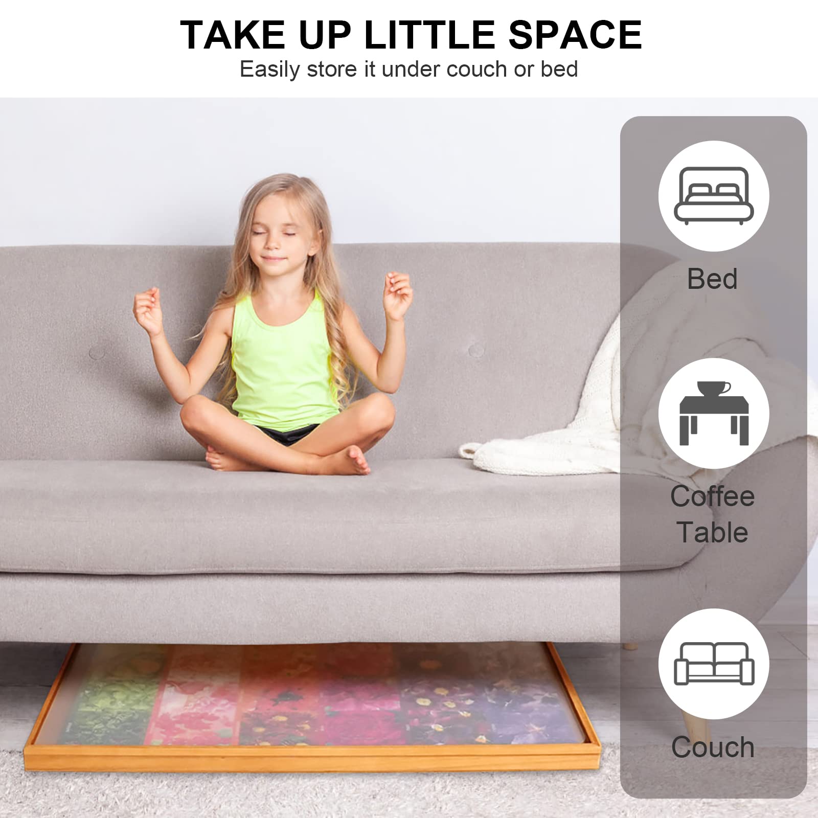 Rekcopu 1000 Pcs Puzzle Board,Jigsaw Puzzle Table with Drawers for Puzzle Storage,Portable Puzzle Table for Adults Teens