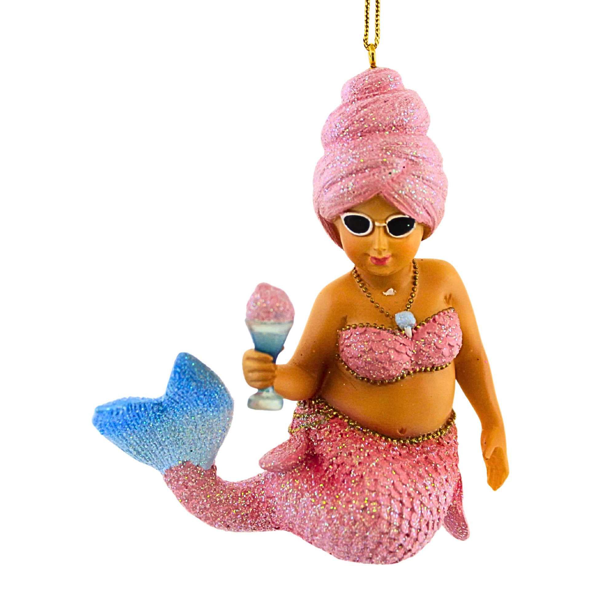 December Diamonds Pink Cotton Candy Mermaid Christmas Holiday Ornament