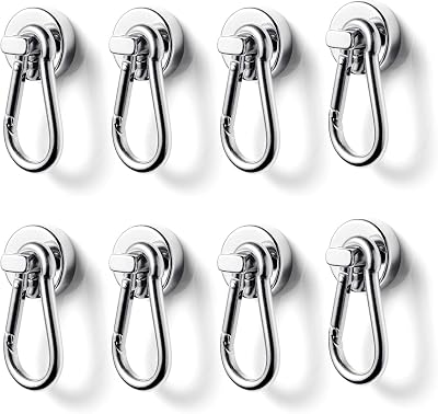 BTLIN Magnetic Hooks Extra Strong 8Pcs Neodymium Carabiner Heavy Duty 33Lbs