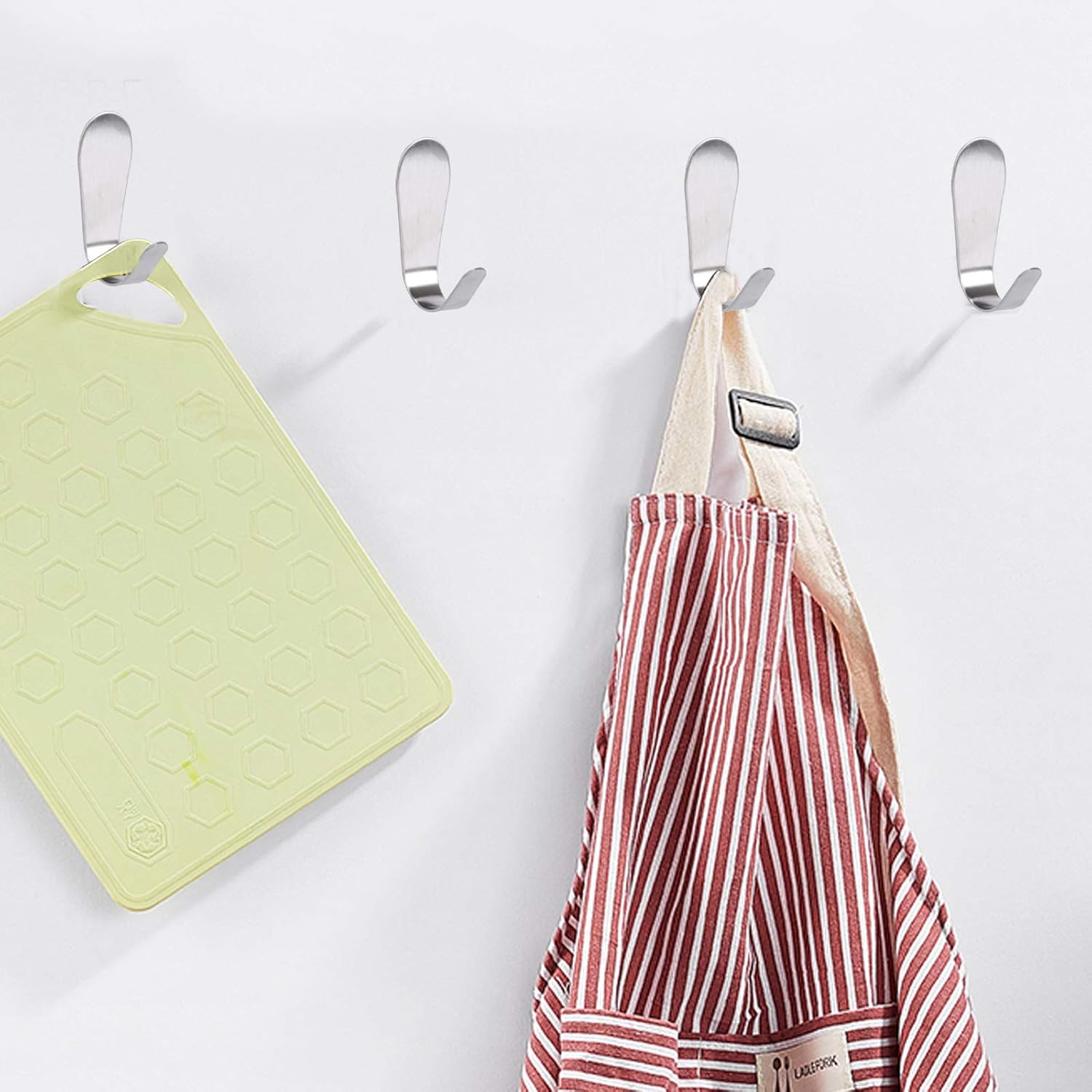 OUBTDK Adhesive Hooks 10Pcs Self Adhesive Hooks Heavy Duty Stick on Hooks Strong Wall Hanger J Hook Stainless Steel Sticky Wall Hooks for Kitchen Bathroom Office Toilet Waterproof and Rustproof - Image 5
