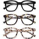 LKEYE Reading Glasses For Women Blue Light Blocking Square Computer Reader Stylish Unbreakable Large Eyewear LK6078