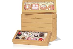 50pcs 12x5x1.5Inches Brown Cookies Boxes. with Window Bakery Boxes Chocolate Truffle Boxes Macaron Boxes Cakesickle Boxes Bro