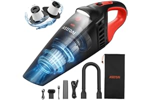 AstroAI Handheld Car Vacuum Cordless with Accessories, Portable Vacuum Cleaner with 12V DC Power, LED Light, Brush, Extended 
