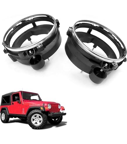 7" Round Headlight Mounting Bracket Retaining Ring For Jeep TJ Wrangler 97-06 – Pair, Zinc-Plated