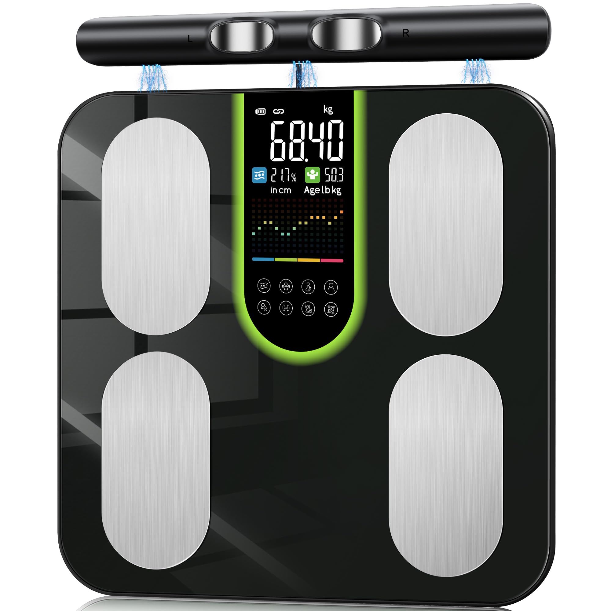 Scales for Body Weight, Digital Body Fat Scales with 8 Electrodes, 58 Body Datas Smart Scales with App, Bluetooth Full Body Composition Scale for BMI, Muscle Mass, BMR, Large LCD Display, 180kg/400lb