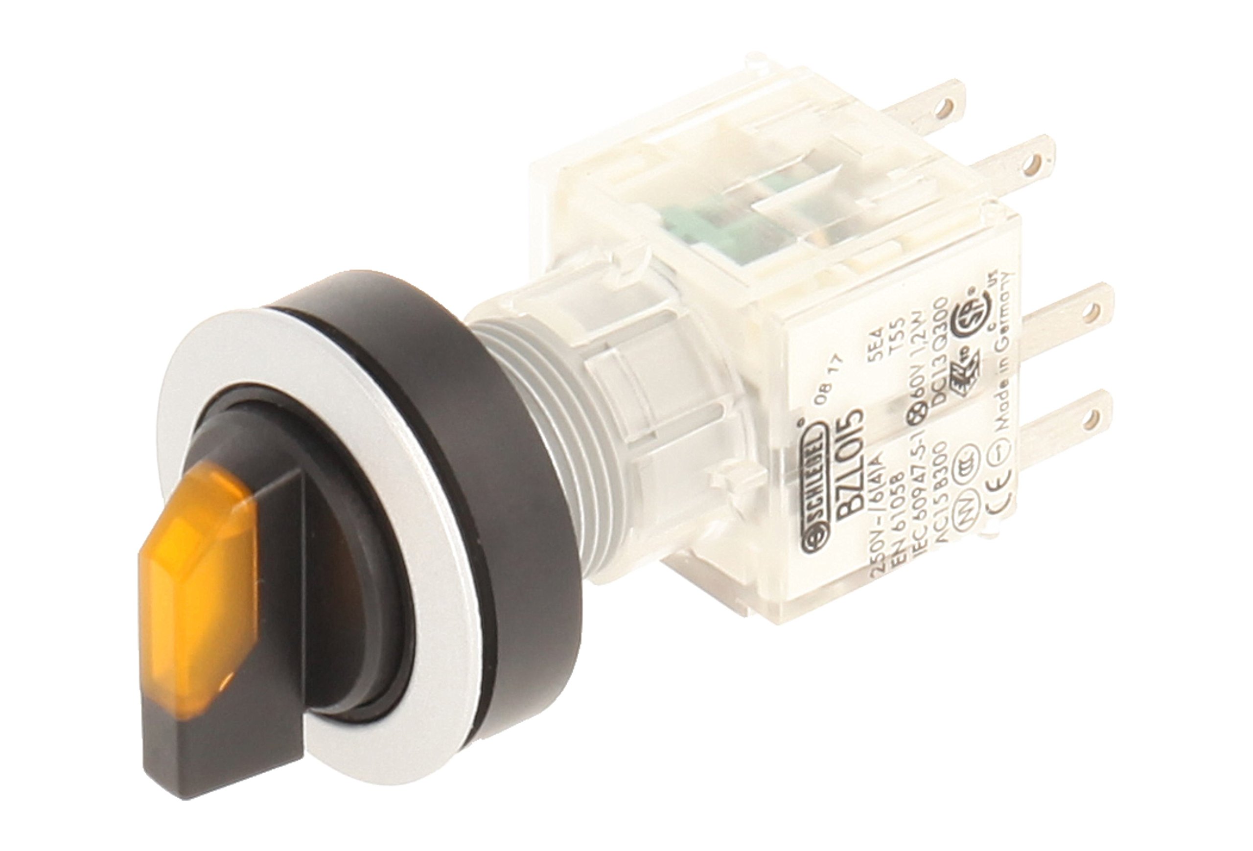 Club 23.001.200 Light Selector Latching 3 Positions Momentary Contact Transmitter 1 Closer + 1 opener with Lamp Socket t5,5 K, LED, 24 V, YELLOW/SILVER (Pack of 2)