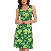Melynnco Womens St Patricks Day Dress Sleeveless V Neck Fit and Flare Short Casual Summer Tank Sundress