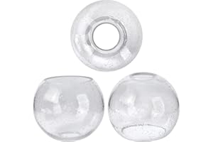 GoldSwift 3 Pack Round Sphere Glass Globes for Light Fixtures Replacement, 5.9" Diameter, Clear Seeded Bubble Glass Globe Lampshade Cover for Pendant Light Chandelier Wall Sconce, 1-5/8 Inch Fitter