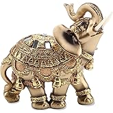 JIENAQIN Lucky Wealth Elephant Statue Feng Shui Home Decorations for Living Room Elephant Figurines Vintage Collectibles Decor Gift