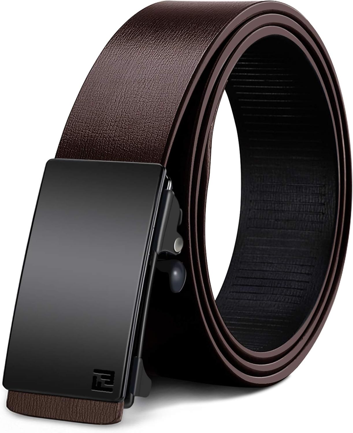 Fairwin Men’s Leather Belt, Mens Ratchet Belt Daily Wear Dress Belt with Automatic Buckle and