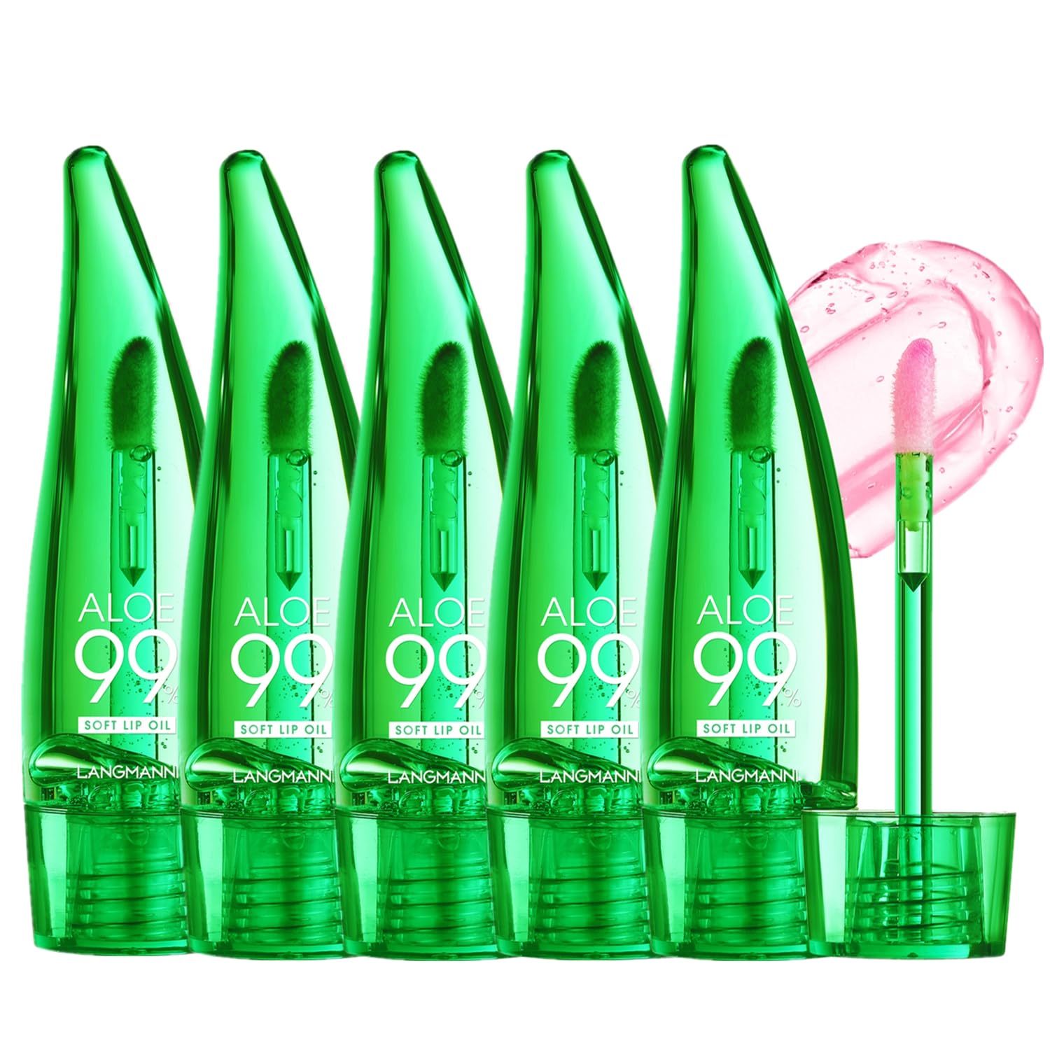 5 PCS Aloe Vera Color Changing Lip Oil Set, Magic Temperature Colour Changing Lip Gloss Long-Lasting Moisturising Aloe Vera Liquid Lipstick Makeup Set (Set C)