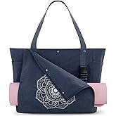 Gonex Yoga Mat Bag, Yoga Gym Bag Tote Bag with Multi Pockets For Women Men, Canvas Yoga Mat Carrier Take in Out Mat Easily For Pilates Travel Workout Office