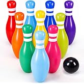 WinnerWhy 11 Pcs Giant Inflatable Bowling Set, Christmas Inflatable Bowling Pins and Large Ball for Adults, Winter, Yard, Lawn, Indoor, Outdoor Games