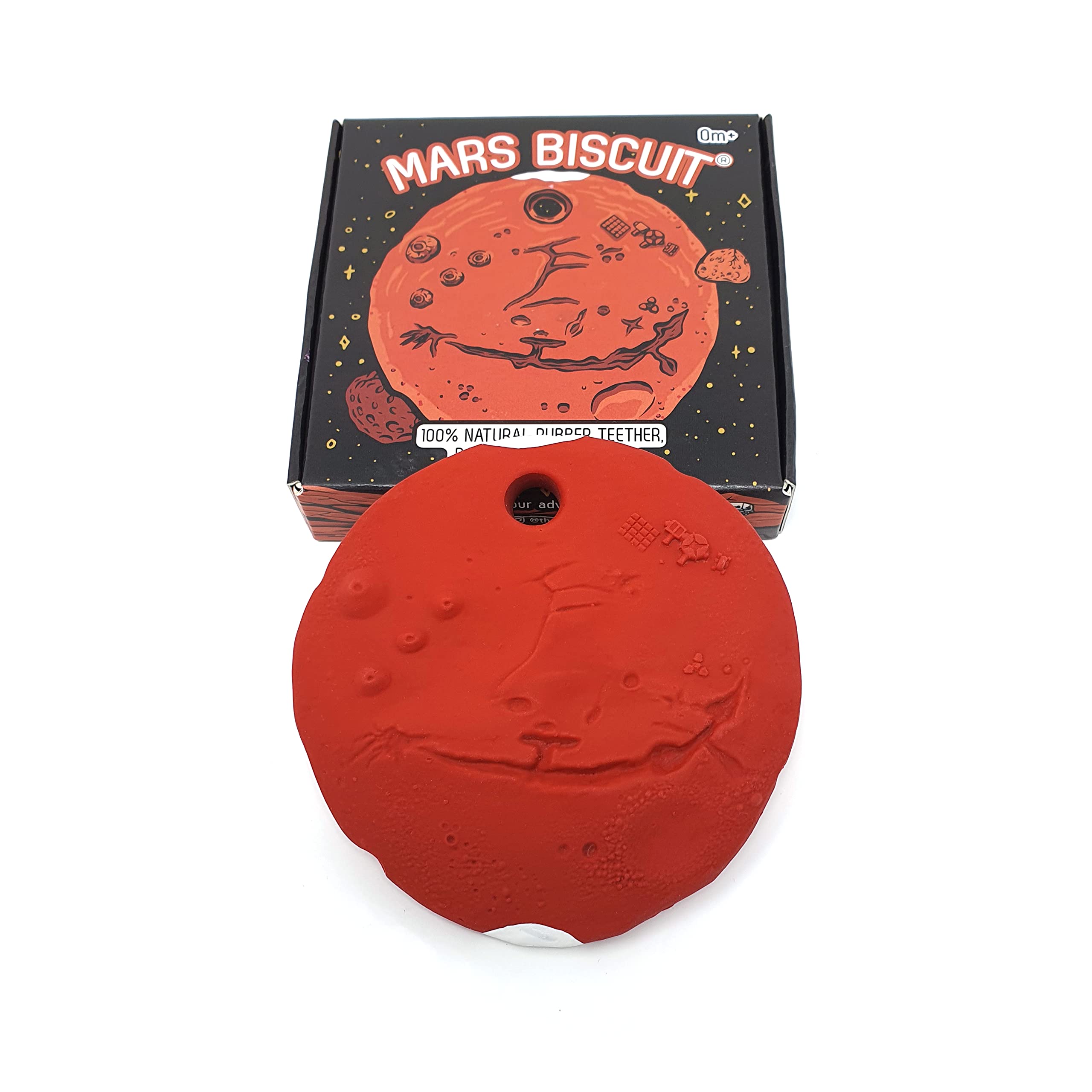 Mars Planet Shaped Teething Aid for Babies - Mars Biscuit Natural Rubber Baby Toy - Space Bath Toy - Martian Mars Sensory Teether - Unique Soother Baby Gift - Space Loving Parent Gift - Planet Toy