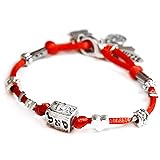 Red Silk String Bracelet - 72 Names of God Silver