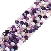6mm Dyed Purple Brazilian Agate Faceted Rondelle Loose Beads Jewelry Making DIY Bead 16 Inch