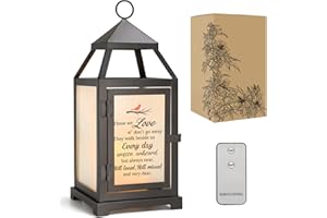 SUJUN Sympathy Gift Memorial Lantern with Flickering LED Candle and Remote Control - Comforting Memorial Gift for Loss of Loved One - Those We Love Don't Go Away Black