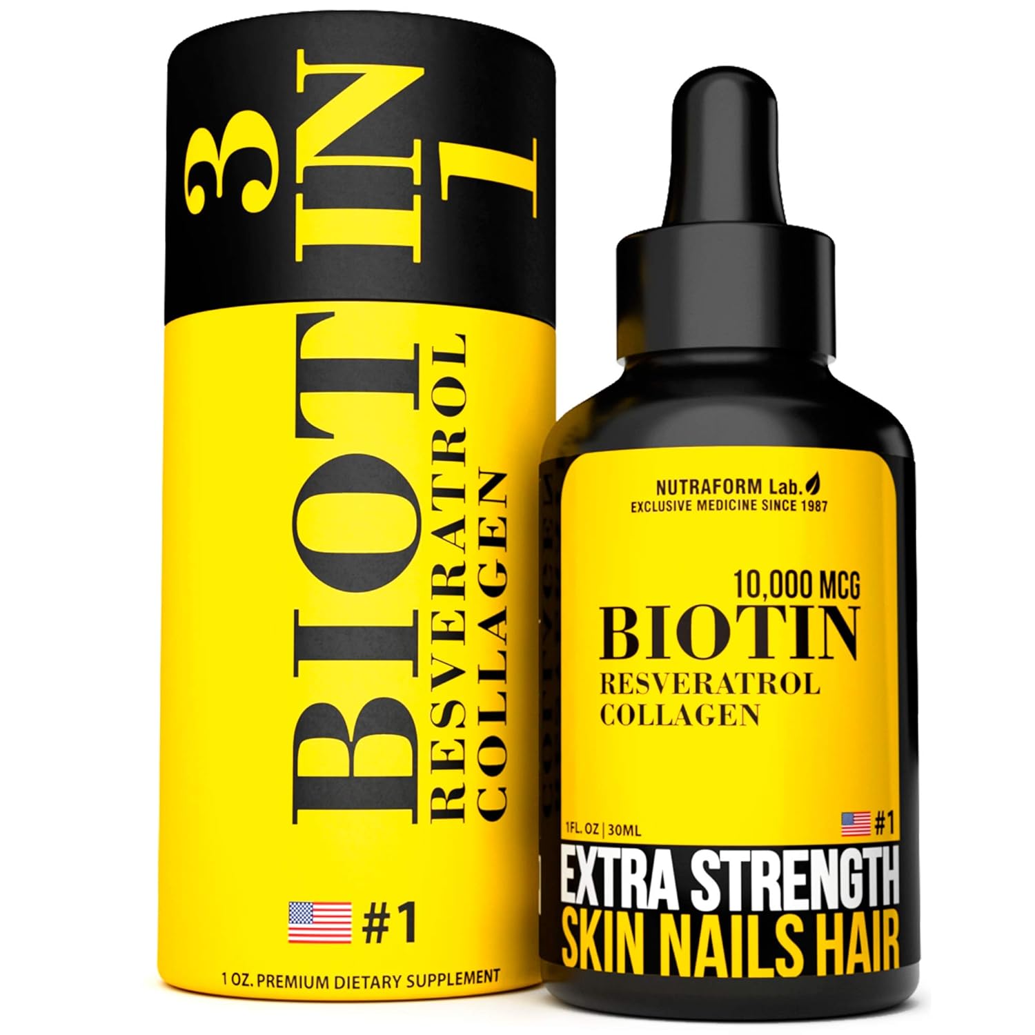 BIOTIN 10 000 Mcg + Collagen & Resveratrol 3in1(AntiAging Formula